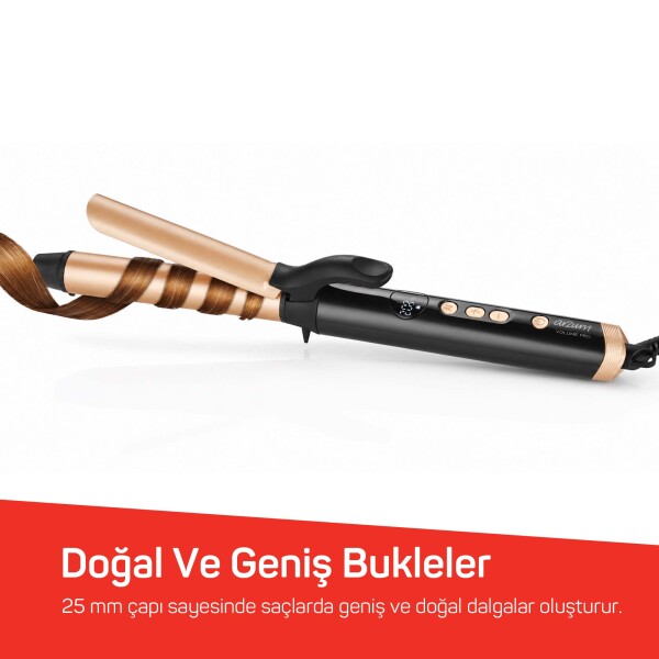 Arzum AR5186 Volume Pro Saç Maşası, Keratin ve Argan Yağlı Plaka, 25 mm maşa çapı, Siyah - 4