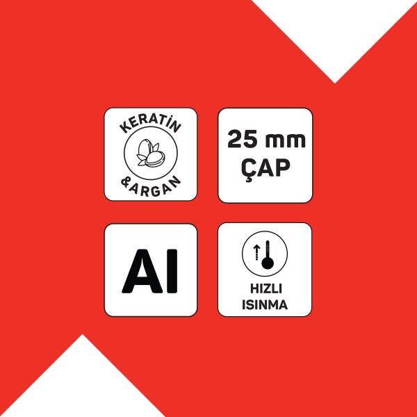 Arzum AR5186 Volume Pro Saç Maşası, Keratin ve Argan Yağlı Plaka, 25 mm maşa çapı, Siyah - 10