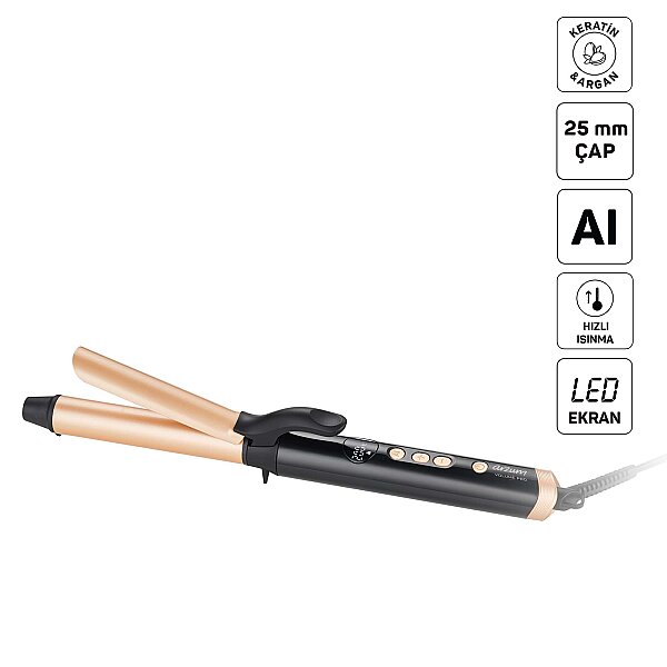 AR5186 Volume Pro Saç Maşası, Keratin ve Argan Yağlı Plaka, 25 mm maşa çapı, Siyah - 1